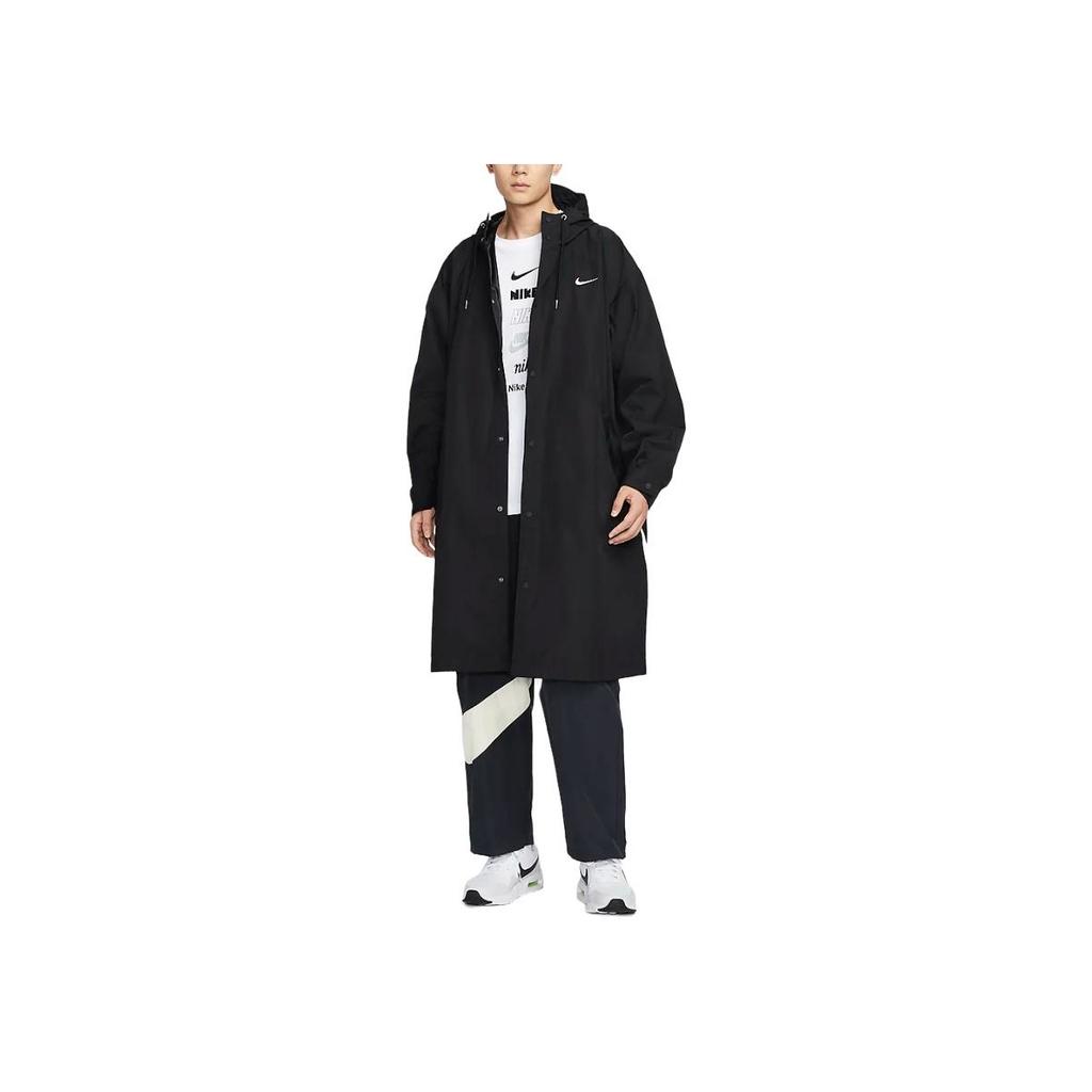 Nike Swoosh Woven Parka Oversized Jacket Black/White Men Streetwear FD2869-010
