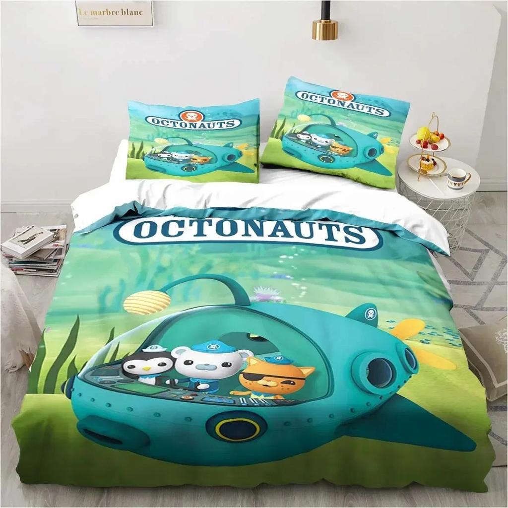 Neues 3D Cartoon Octonauts Bettwäsche-Set Gedrucktes Bettwäsche-Set Mit Kissenbezug Bettdeckenbezug Weich Queen King Size Bettwäsche Zuhause