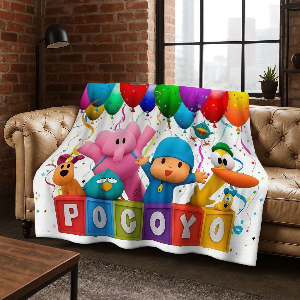 P-Pocoyo Elly Pato Cartoon Flanelldecke Weiche Warme Überwurfdecke für Bett Schlafzimmer Zimmer Wohnzimmer Reise Picknick Kindergeschenk