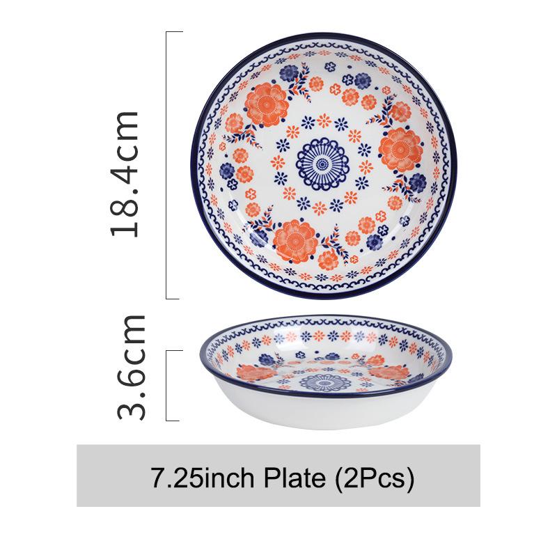 

Керамические миски тарелка цветочный узор керамическая посуда миска для риса и супа тарелка для рыбы обеденная тарелка тарелки для салата десертные тарелки можно использовать в микроволновой печи