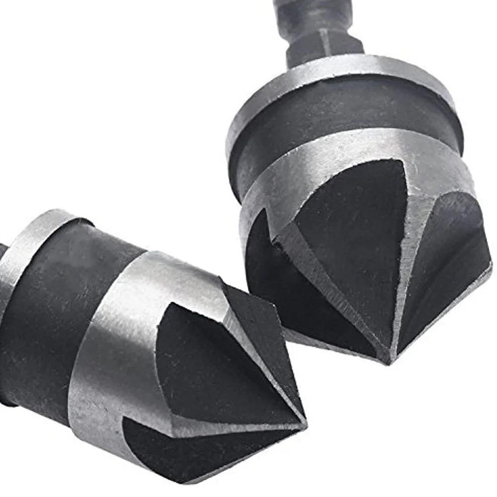 12mm 16mm 19mm Countersink Drill Bit Set 1/4 Inch Hex Shank 90 Degree Chamfer Tool for Woodworking Accessories