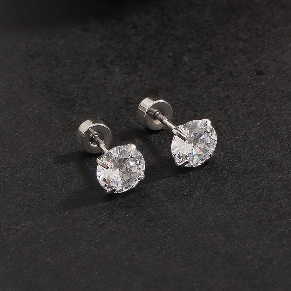 Cross-Border European American Style Fashionable Zircon Ear Bone Studs Unisex Simple Spiral Ear Plugs Anti-Lost Earrings