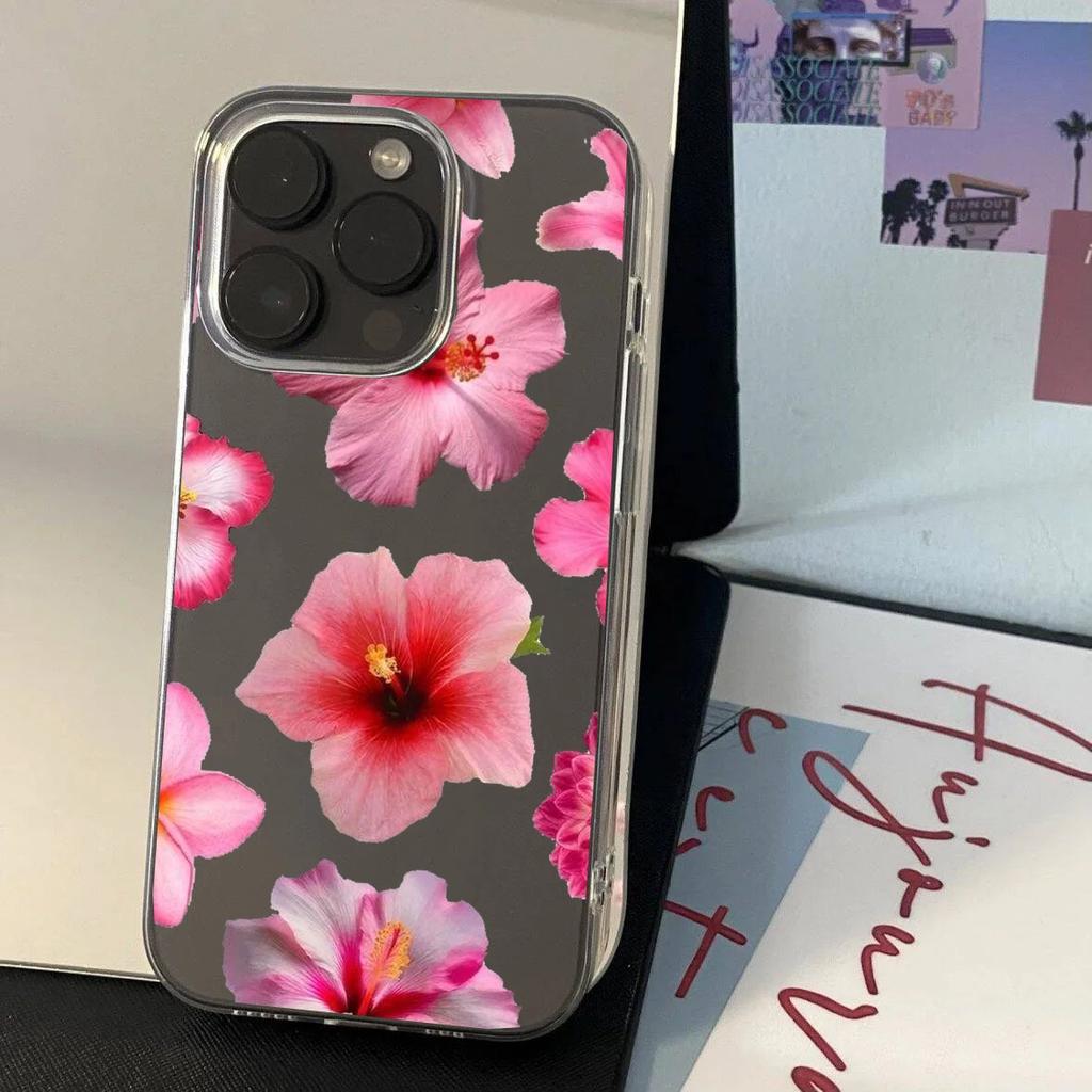 Realistic Pink Lily Flower Print Phone Case For iPhone 13 16 14 Pro 15 12Mini 11 XR XS Max 7 8Plus Cute Clear Soft TPU Cover Bag