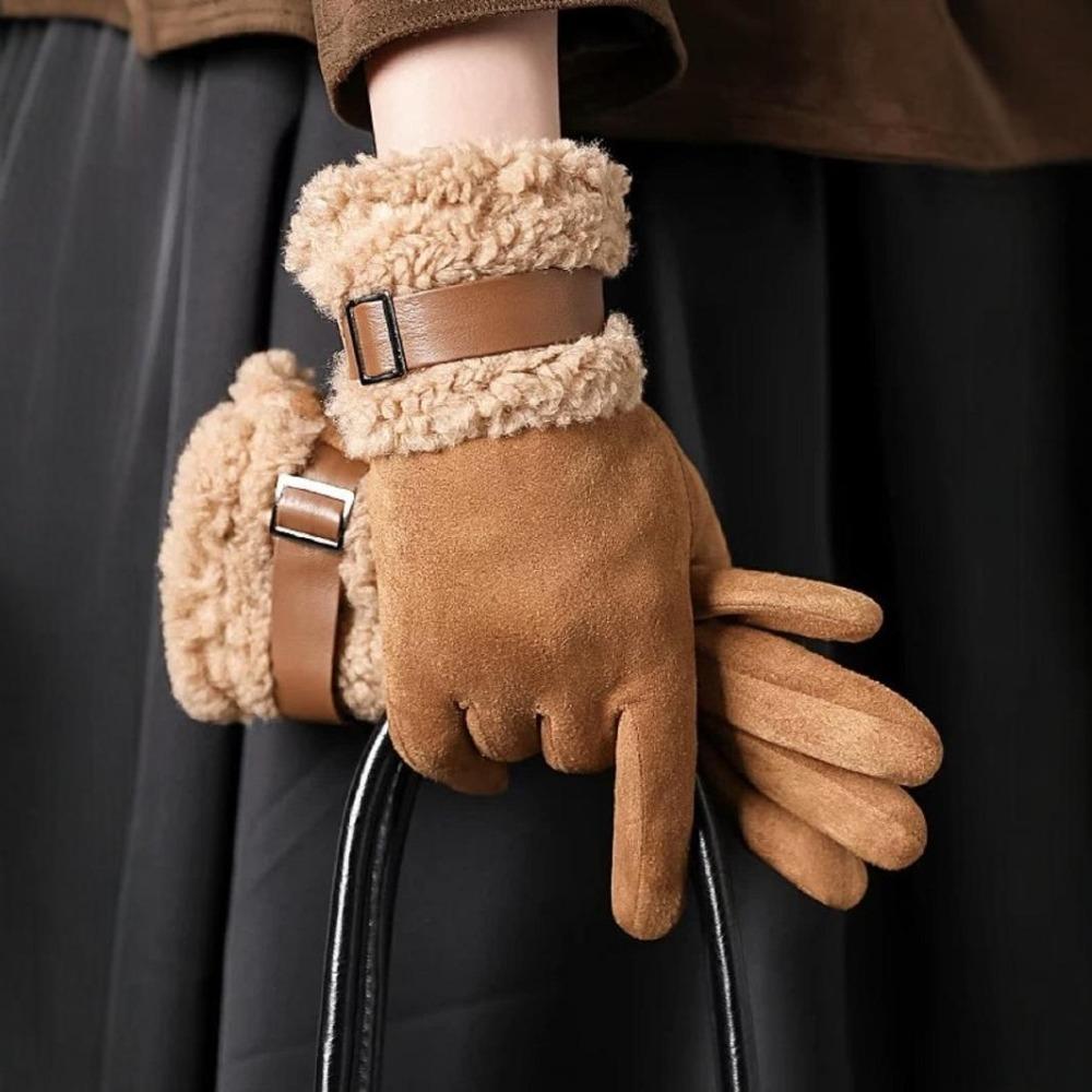 Full Finger Women's Winter Gloves Thickened Cycling Mittens Fashion Women Fleece Gloves  Mom