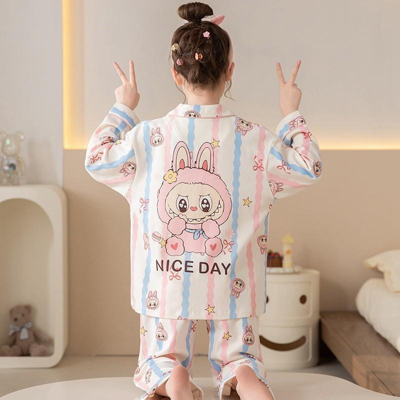 Girls Cotton Pajama Set Long Sleeve Hoodie Style Sleepwear Kids 8-14 Years Winter Home Wear