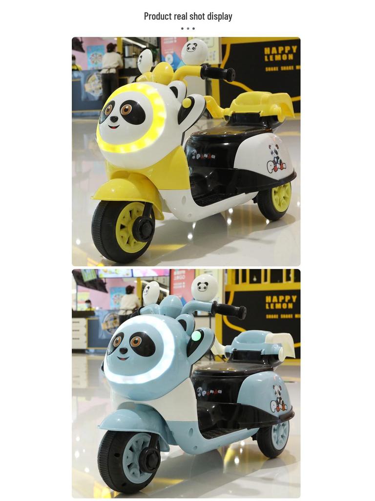Rechargeable Children's Electric Motorcycle Tricycle: Panda Design for Boys & Girls
