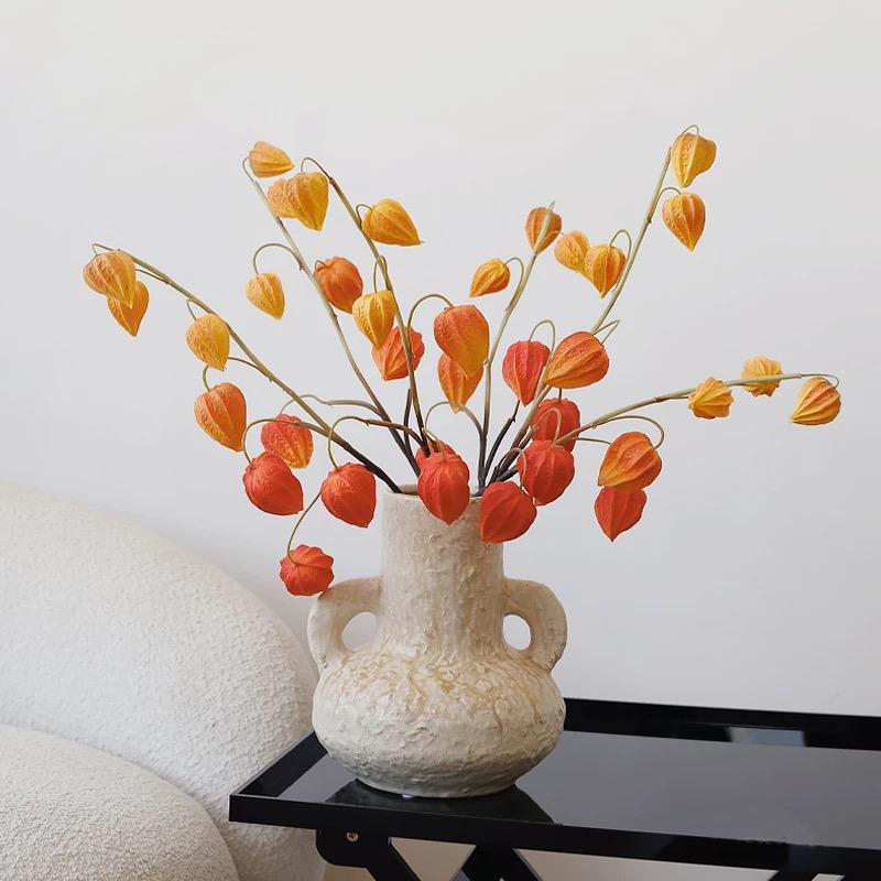 3 stuks Kunstmatige Lampionbessen Herfstdecoratie Stelen Nep Chinese Lantaarn Vruchtenplant Herfst Bloemschikking Woondecoratie