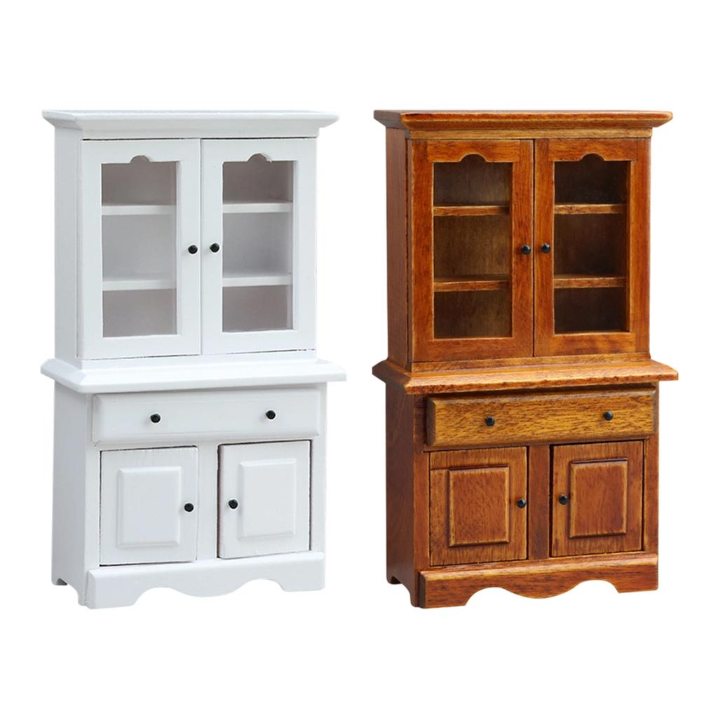 Antique Miniature Cabinet For 1/12 Doll House Room Furnishing with Functional Storage Drawer Scene Display Accessory
