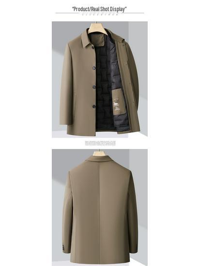 Men's Lightweight Business Casual Down Jacket - Warm Autumn/Winter Outerwear for Middle-Aged/Elderly