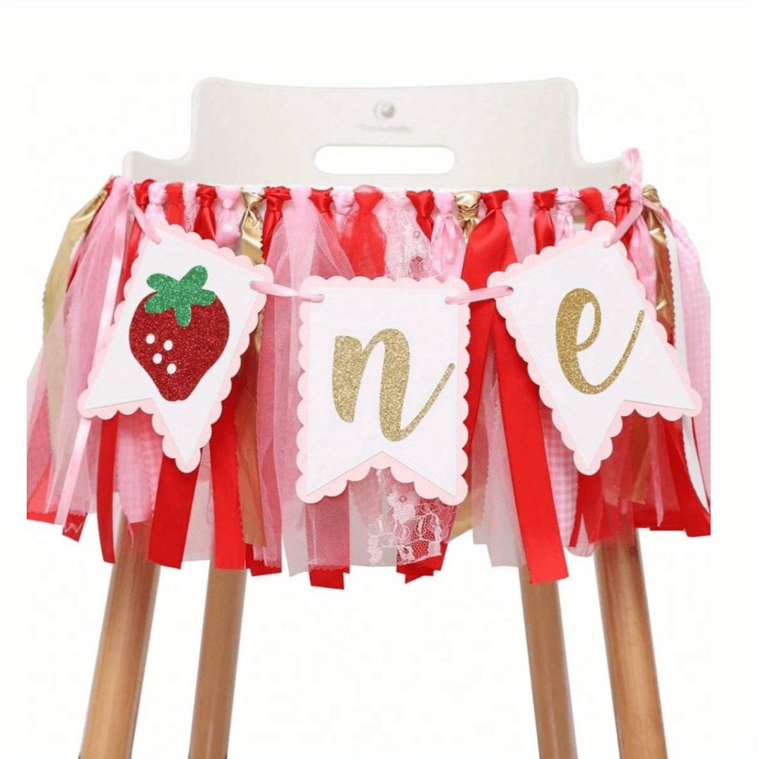 

Berry Strawberry Theme High Chair Banner - Sweet First Birthday Banner - Smash Cake Photo Prop - 1st Birthday Photo Backdrop Decorations 1Pc
