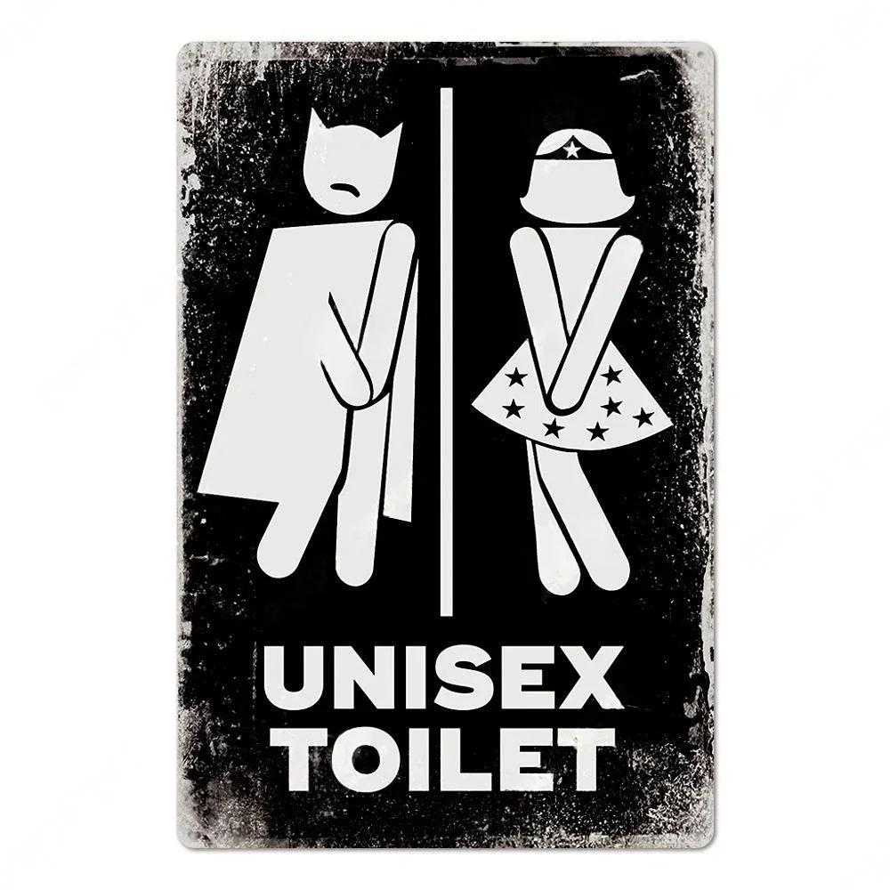 Vintage Toilet Sign Funny Metal Tin Sign Plaque WC Lavatory Toilettes Wall Art Bar Club Bathroom Restroom Toilet Wall Decoration