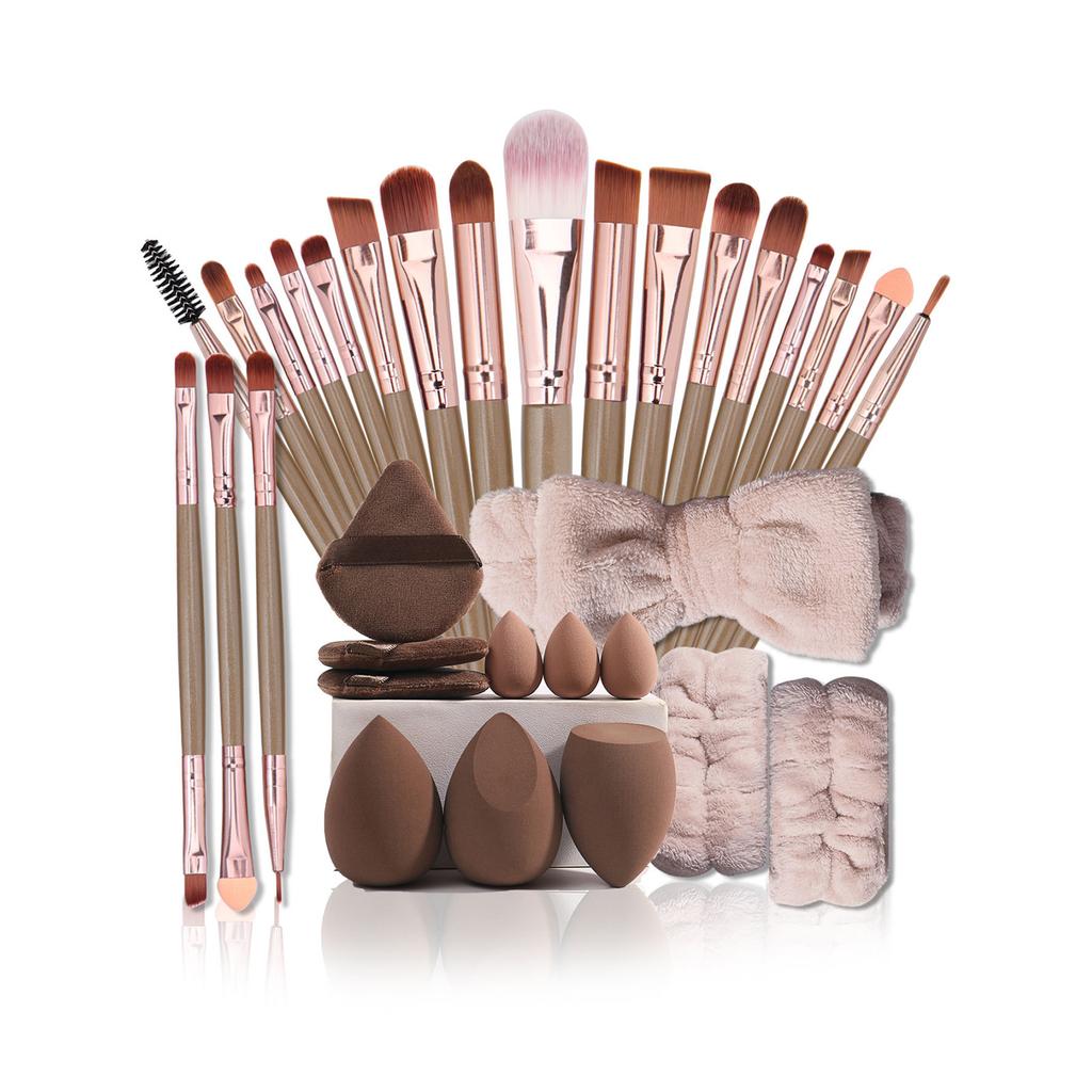 Complete 20 Piece Cosmetic Brush Kit Ergonomic Handle Design Bristles For Precise Makeup Application