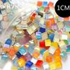100g Mixed Mosaic Pieces Assorted Color Square Glitter Glass Mosaic Tiles for DIY Crafts Supplies Blue Purple Green Arte