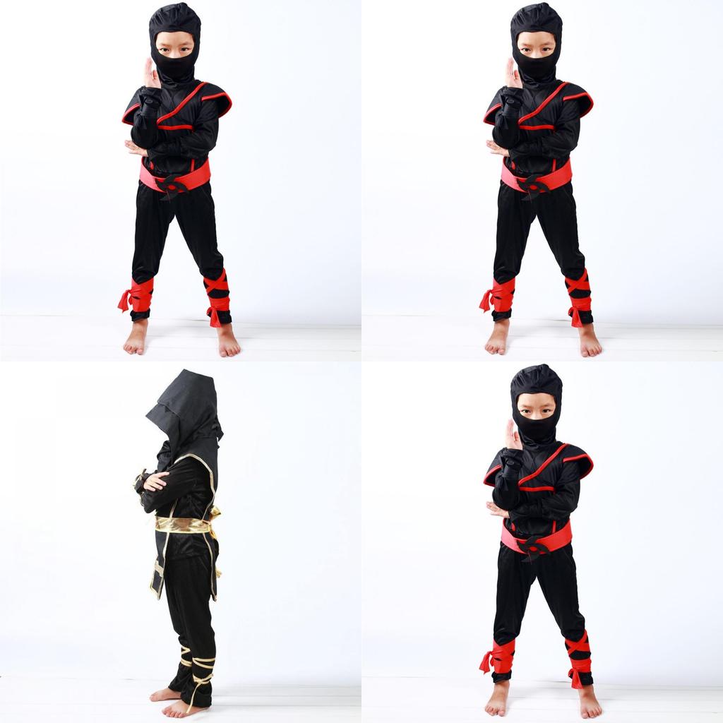 Stunning Boys Kids Ninja Assassin Samurai Warrior Fancy Dress Costume For Halloween