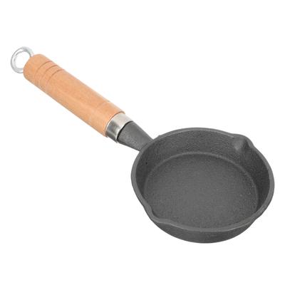 Sartén de aceite caliente, olla para freír huevos, sartenes de hierro fundido, plancha pequeña de madera para calentar, utensilios de cocina de camping con mango largo, antiadherentes