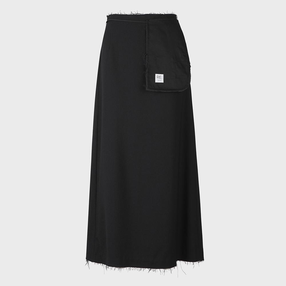 Recorde Raw Edge Detail Flare Long Skirt_Rqkaw23542Bkx