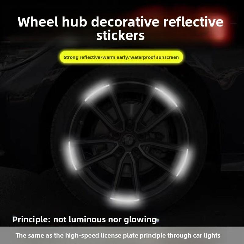 Car Universal Wheel Hub Reflective Stripes Safety Opening Warning Sticker Tape Auto Warning Reflective Tape Exterior Accessorie