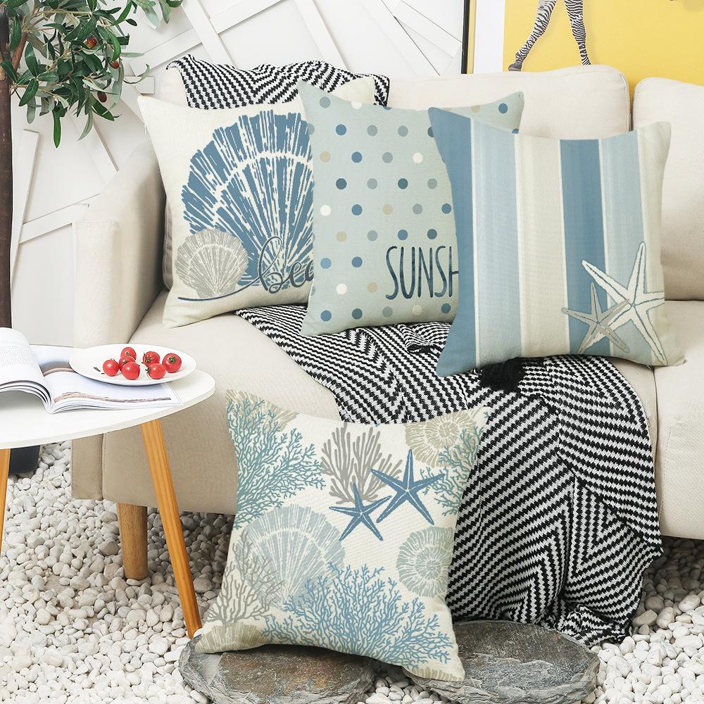 New Spring and Summer Pillow Case Small Fresh Modern Simple Plant Ocean Shell Home Pillow Case