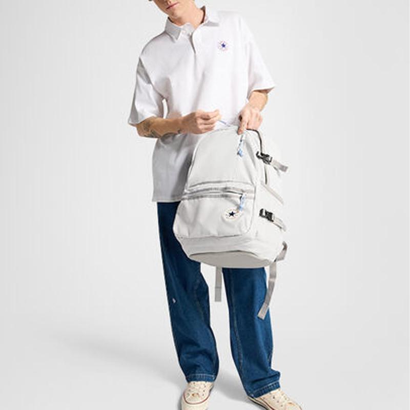 Converse Straight Edge Polyester Backpack Regular Unisex Gray Fossil 10021138-A14