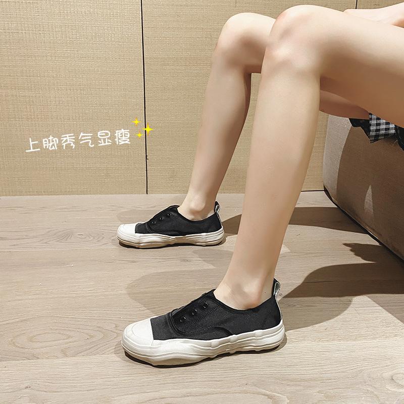 Sheepskin version~ satin niche shoes spring and autumn 2025 casual canvas thick-soled dissolving Spanish little white shoes women
