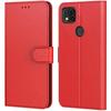 Wallet Case - E.F.CONNECTION - For Xiaomi Redmi 10A - Red - Synthetic Leather - 360 Degree Protection