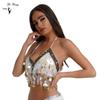 Sujetador de Danza del Vientre de Lentejuelas Coloridas con Adornos de Monedas para Actuación en Escenario