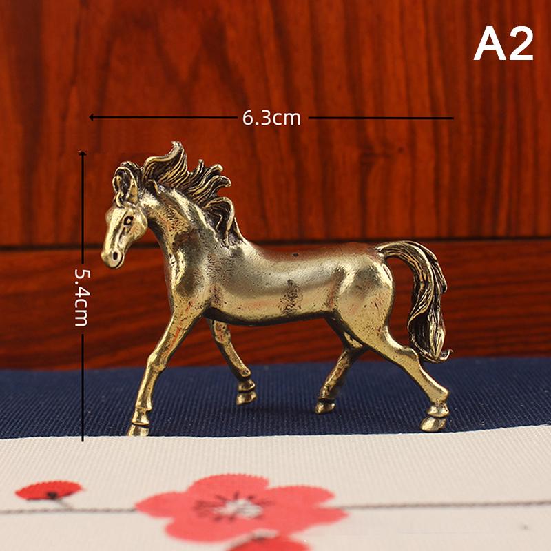 Creative Metal Craft Home Decorations Vintage Brass Horse Statue Desktop Ornament Decoration Zodiac Horse Statue Stereoscopic