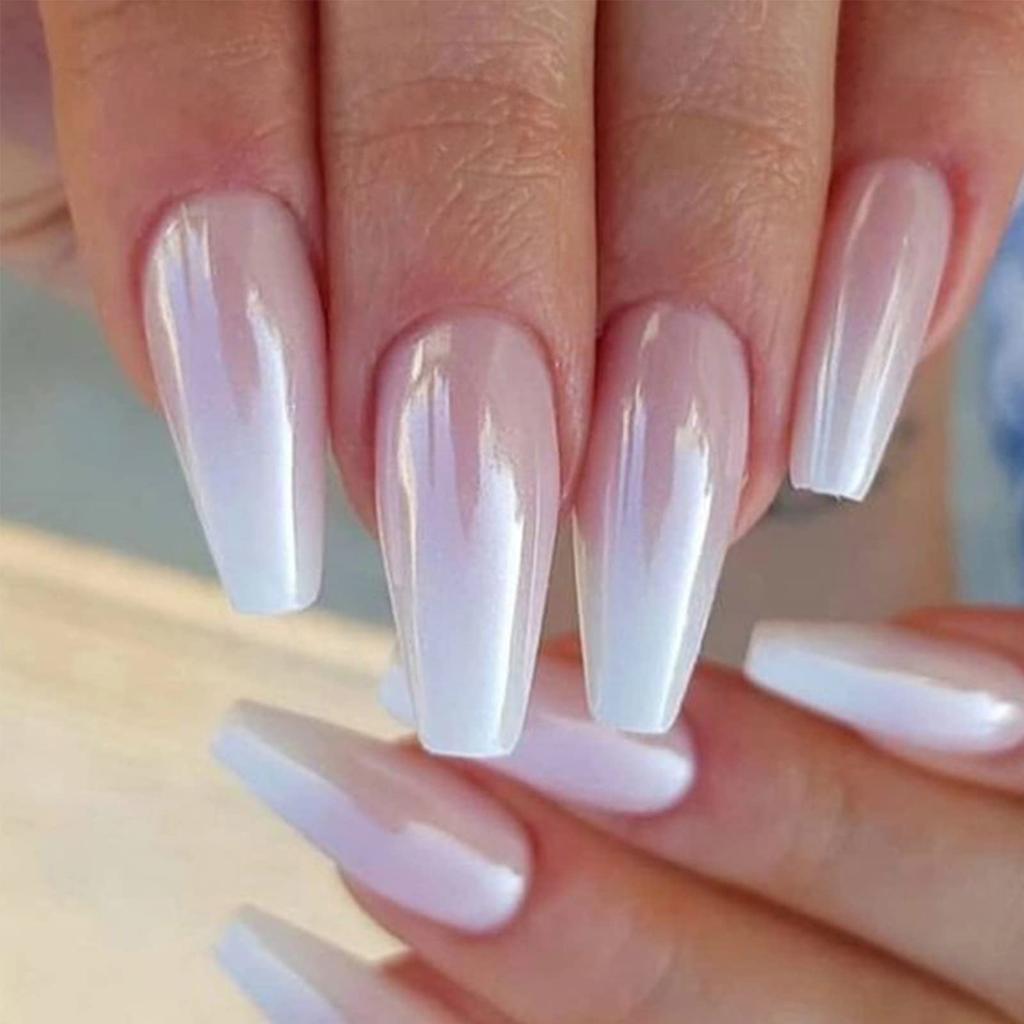 Aurora Nagelpulver, Festes Weiß, für Maniküre, Gel-Politur, Parfait Nagelteile, Glitzer-Verlauf, Klar, Modisch, Einfaches Design, Trendig für Zuhause,