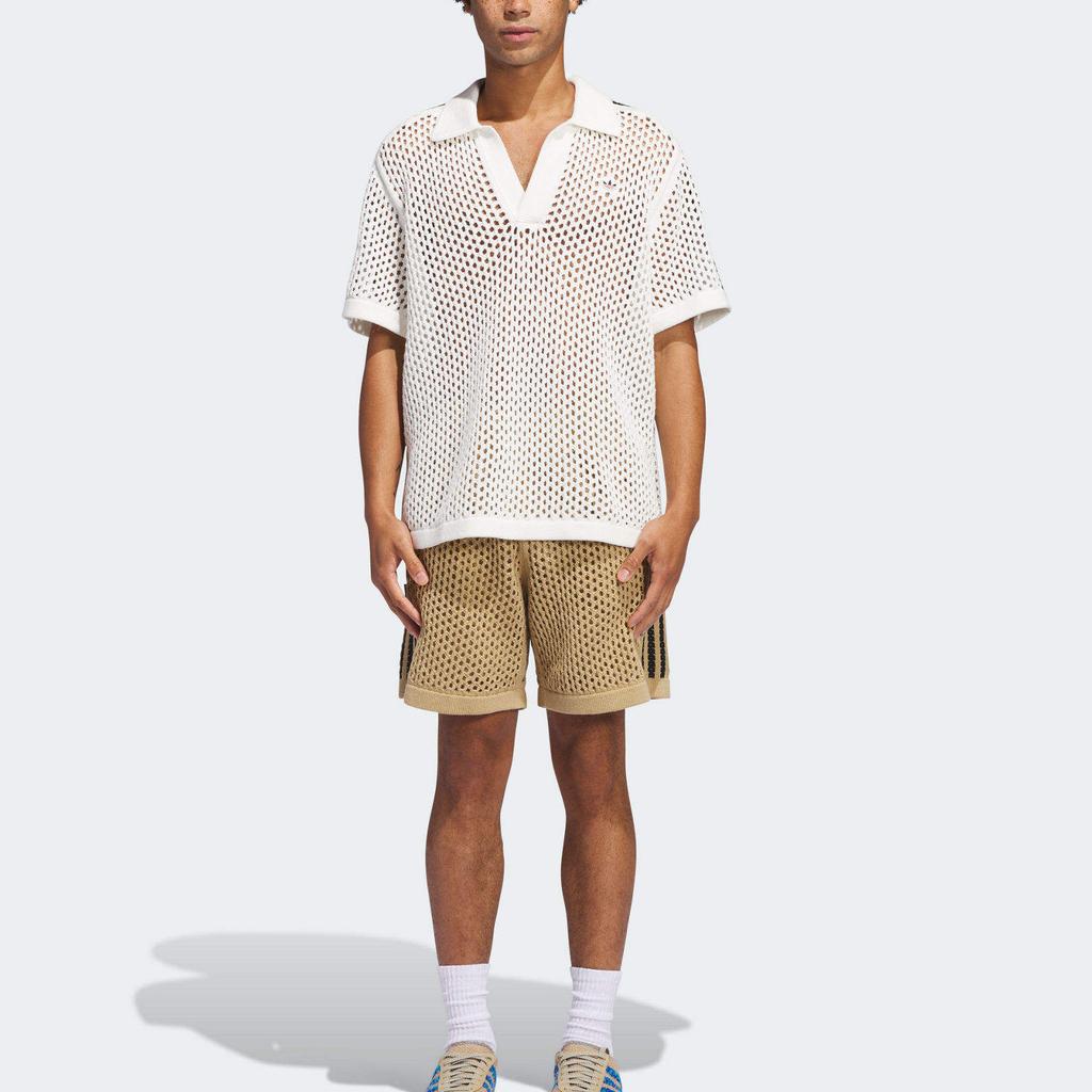 Adidas X Edison Chen Crochet Polo Shirt White Unisex Streetwear JE9594
