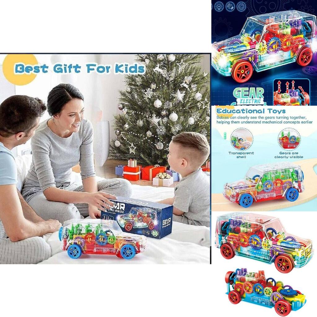 Transparent Gear Big G Electric Toy Car With Light And Music For Kids Emotional Development