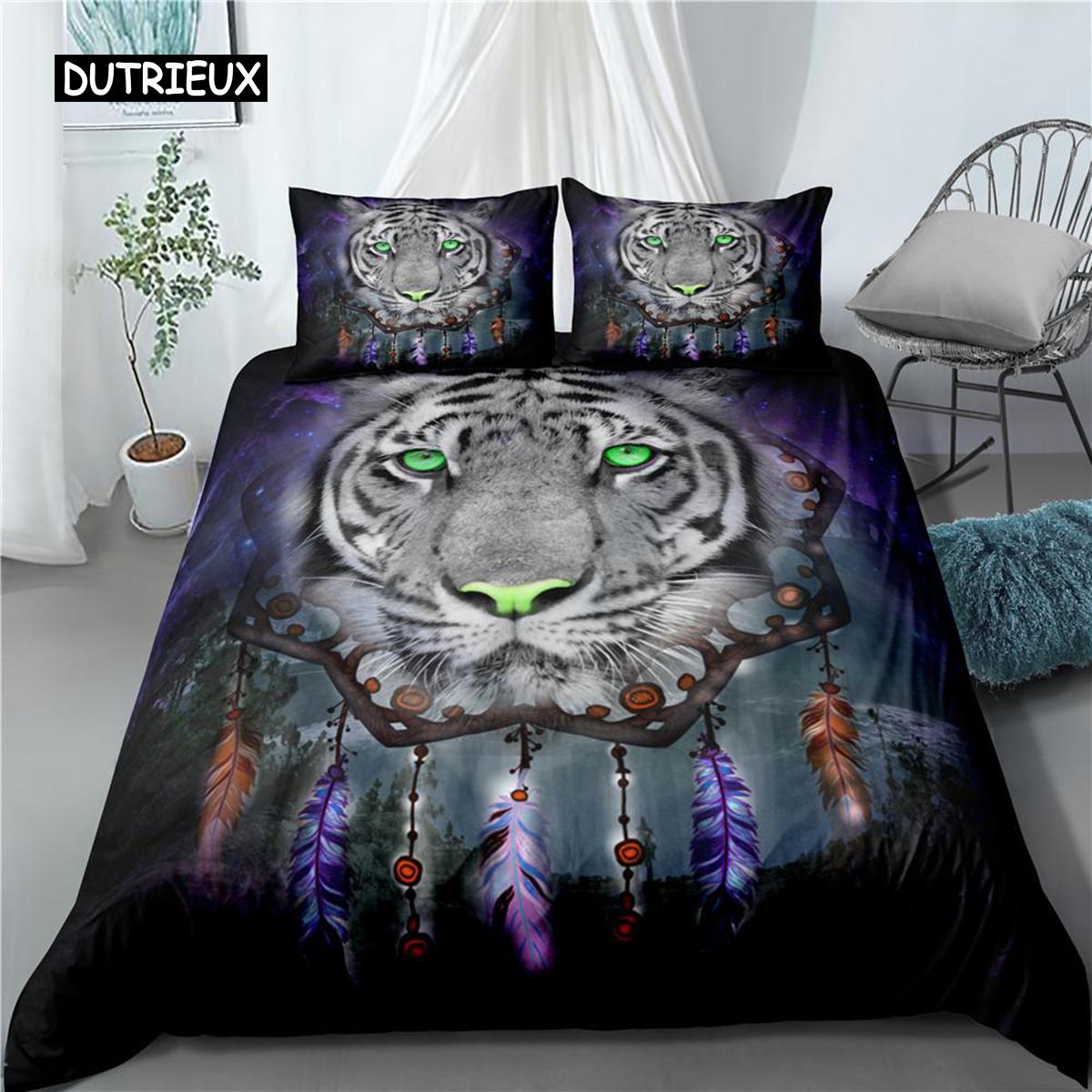 

Комплект постельного белья с изображением животных «Ловец снов» из микрофибры, 2/3 предмета, пододеяльник для детей и подростков EU single(135x200cm)