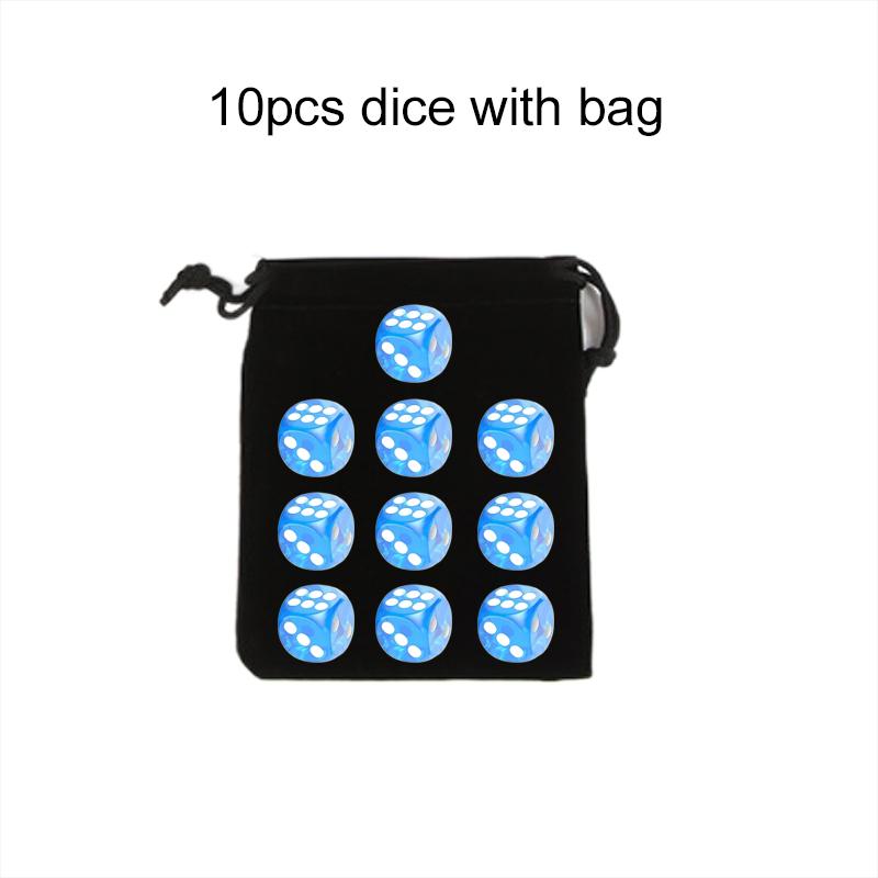10pcs 14mm Round Corner Game Dice Set with Bag 6-Sided Acrylic Transparent Dices for Tabletop Game Entertainment Party Games TMZ