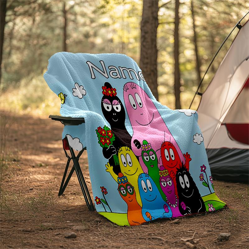 Personalized Custom Name Blanket - Barbapapa Print Design,Blanket for Sofa,Bed,Travel,Camping - Soft and Warm, Great Gift