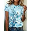 Modisches Damen Rundhals Kurzarm 3D Lässiges Farbprint Lässiges Kurzarm Rundhals T-Shirt