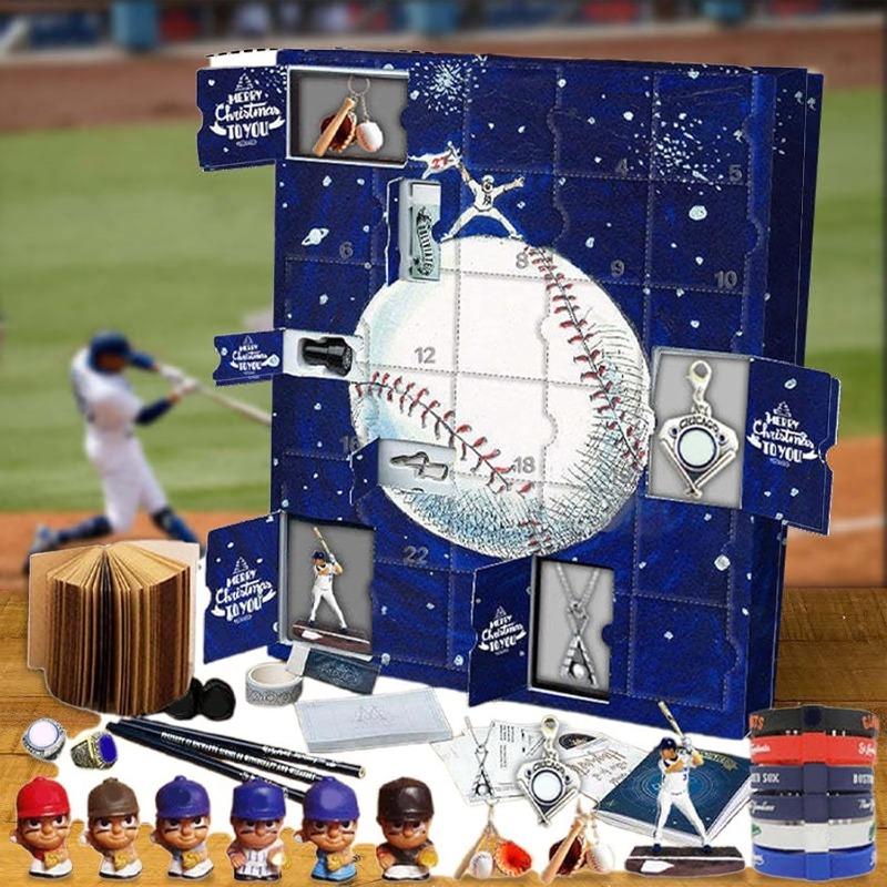 3D Baseball Adventskalender 2025, 24 Tage Baseballs Weihnachts-Feiertags-Countdown-Set für Baseballspieler Erwachsene Männer Teenager Jungen