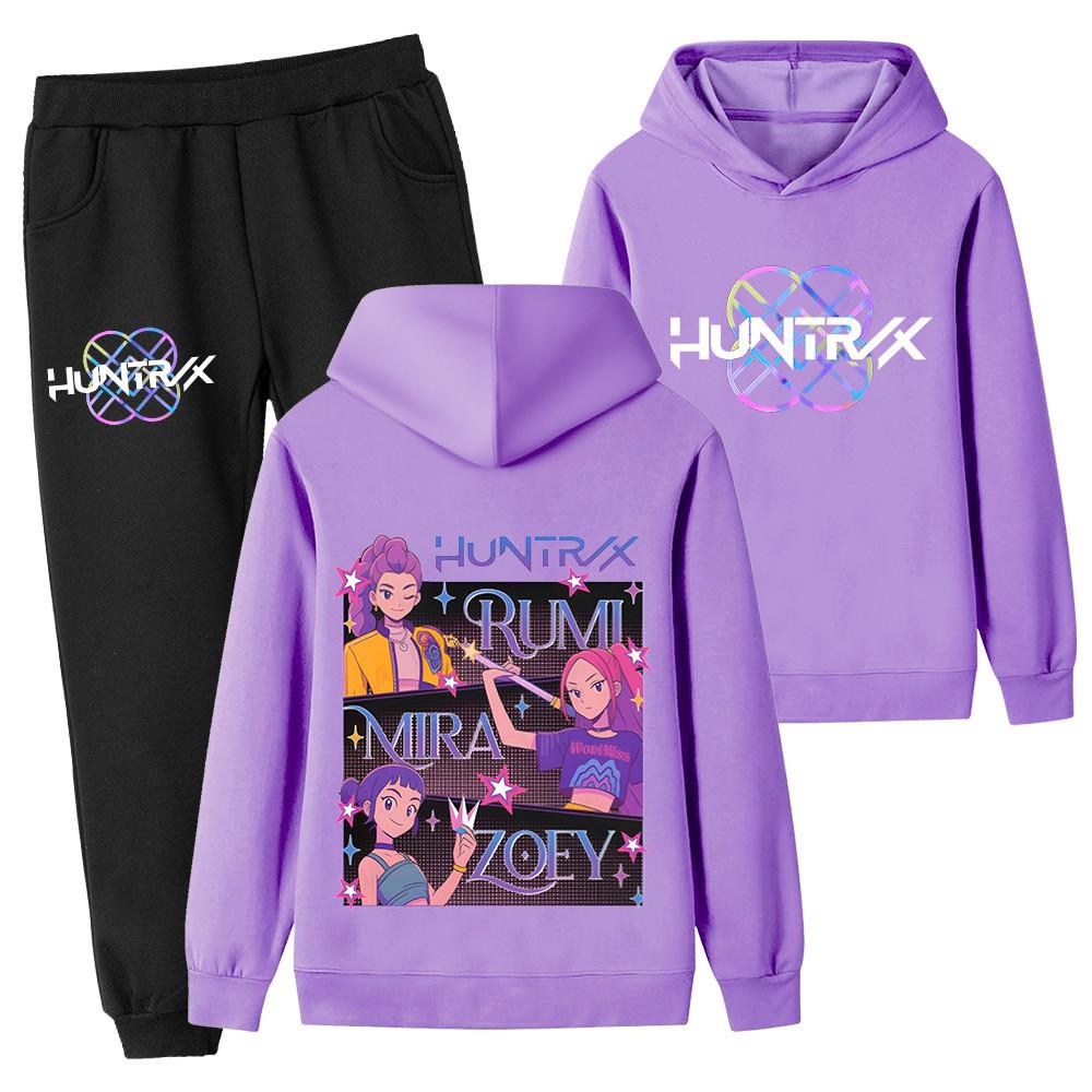 PB1225-2 Kids Boys Girls Kpop Mira Zoey Rumi Double-sided Print Long Sleeves Hoodie Pants Trousers Clothes Sets