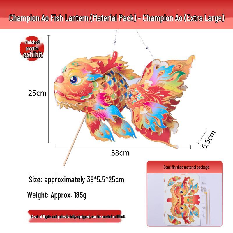 Dragon Boat Festival Koi Goldfish Lantern - DIY Children's Craft Luminous Hanging Handheld Lamp