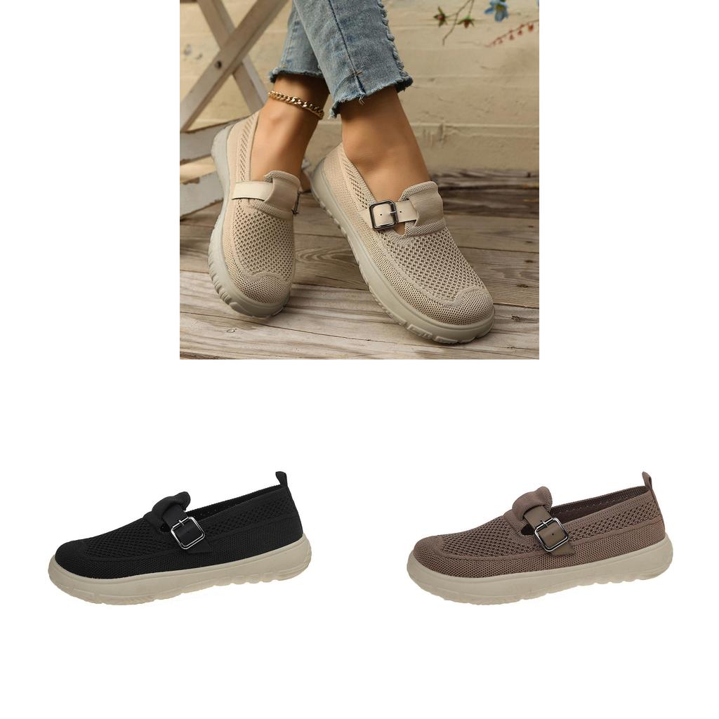 Fall Womens Canvas Casual Loafers With Rubber Sole And Low Heel For Daily Wear