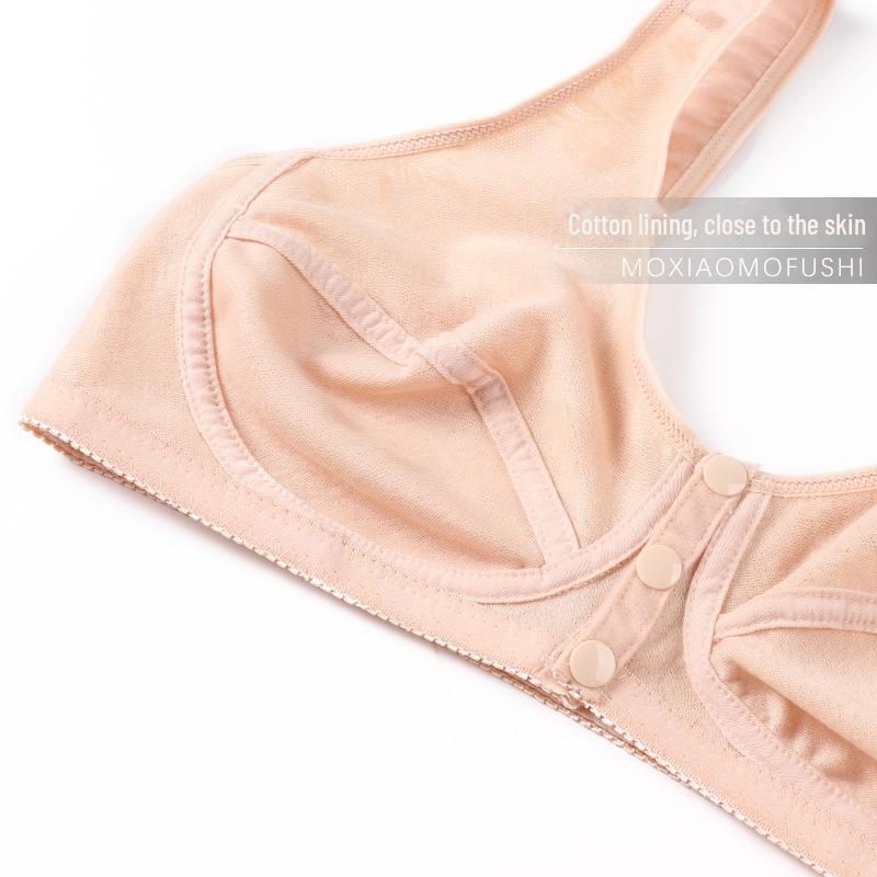 Mom's Underwear: Women's Seamless Cotton Sports Bra with Front Buckle – Comfy, Thin, Beautiful Back, Plus Size for Summer