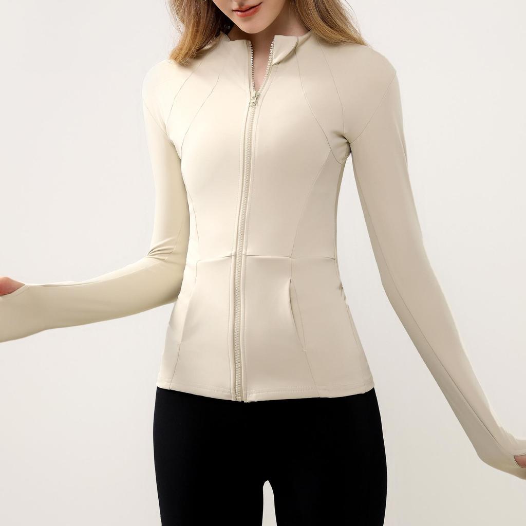Women's Autumn Long Sleeve Zipper Yoga Jacket - Slim Fit for Running & Training