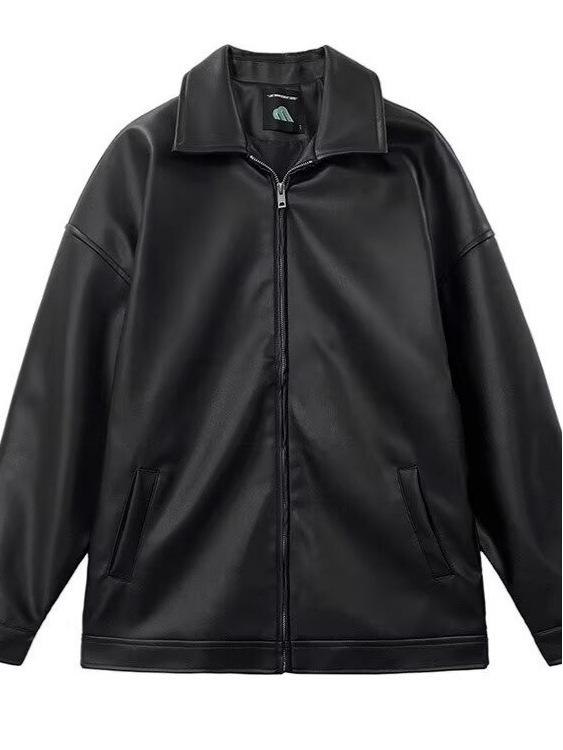 Men's Retro Leather Jacket: High-End Autumn/Winter Streetwear, Korean Style, Cool Lapel, Loose Fit Motorcycle Jacket