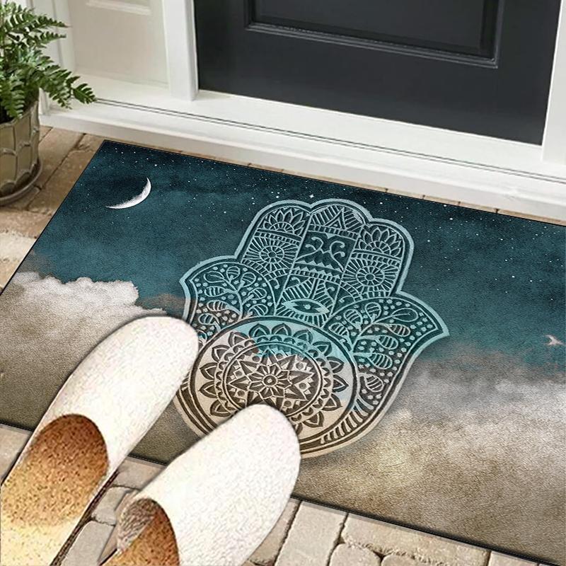 Golden Hamsa Symbol Office Rug Chair Mat, Entryway Carpet, Suitable for Front Door, Bedroom, Living Room, Desk, Holiday Gift