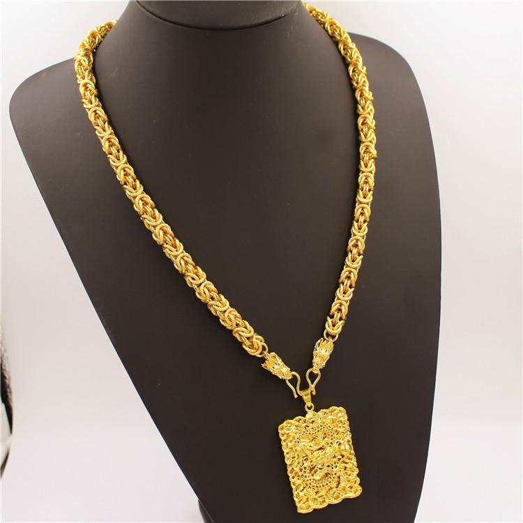 Luxurious 9999 24K real gold men's necklace Guan Gong Guanyin faucet pendant domineering fashion accessories