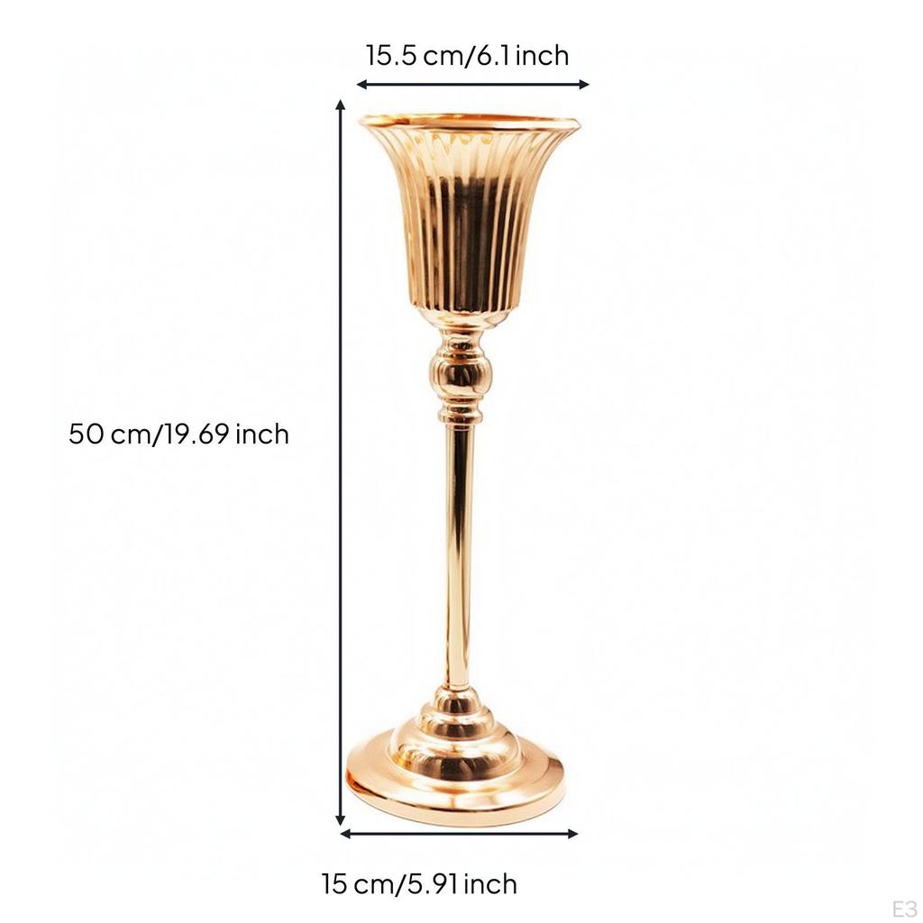 Premium Gefäß mit gerippter Tasse | Poliertes Goldfinish, Galvanisiert, Blume