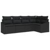 Garten-Sofagarnitur mit Kissen 5-teilig Schwarzes Poly-Rattan