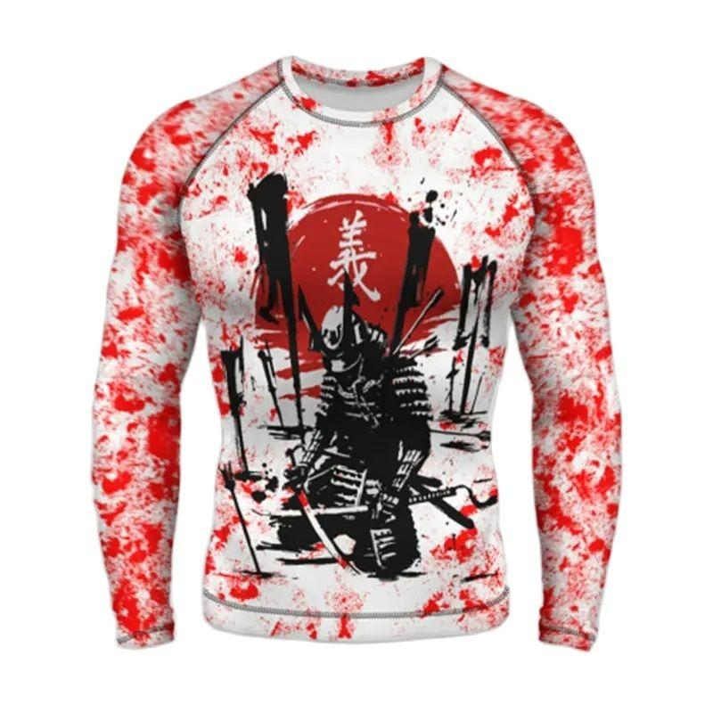 Japanese Bushido 3D Harajuku Printed Men's And Women's Cartoon Fashion Cool Casual Round Neck Long Sleeved T-shirt Handsome Top