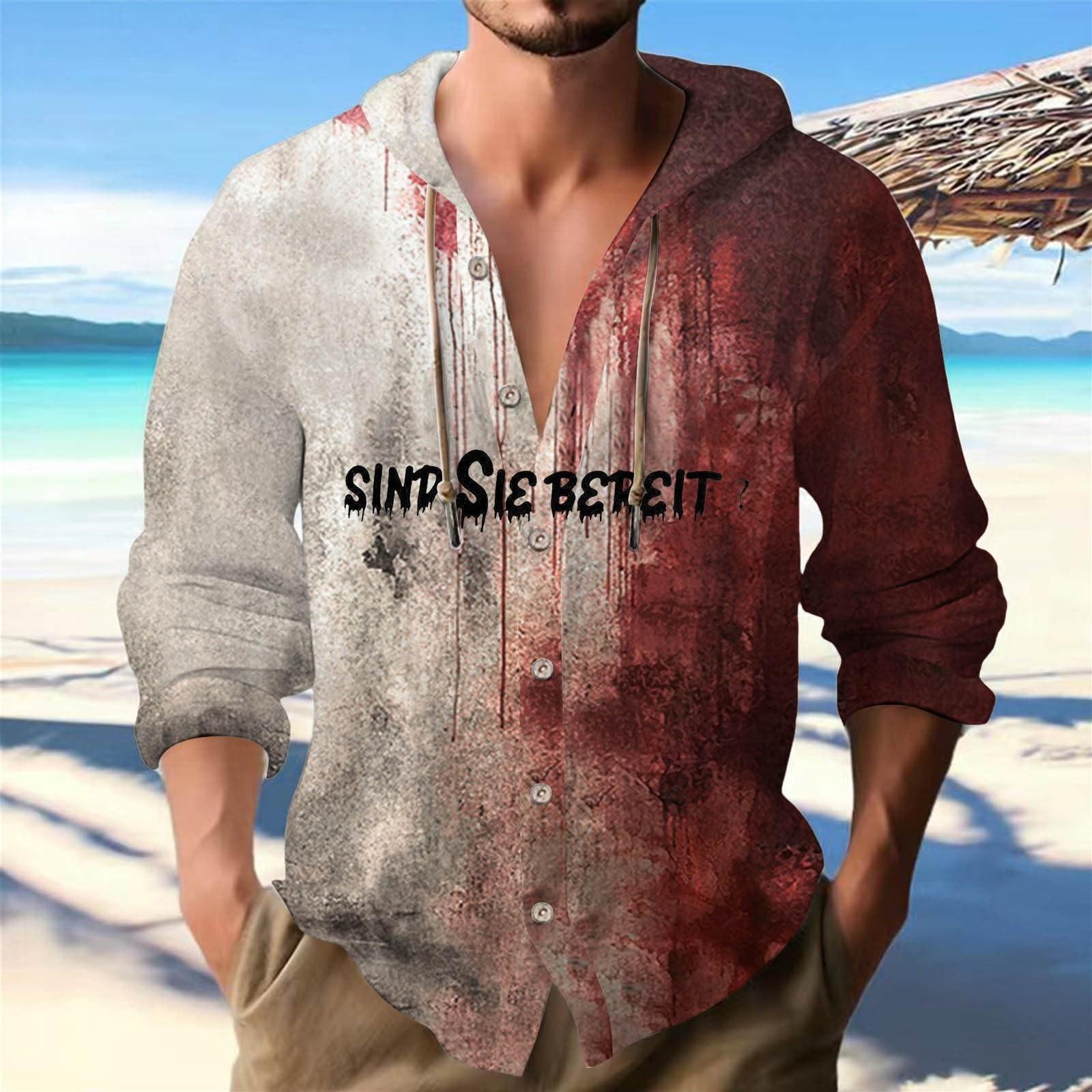 

Halloween Printed Men s Shirt, Hooded Long-sleeved Hooded Jacket L білий