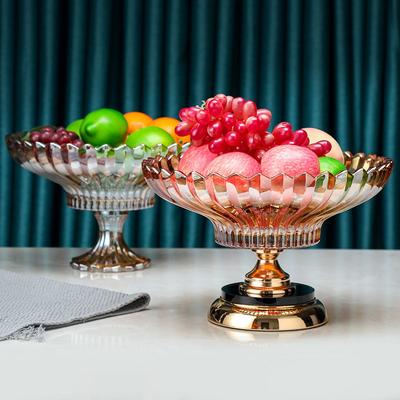 Europa Glasplatten Moderner einfacher hoher Obstteller Licht Luxus Kristall Servierplatten Hochzeit Restaurant Ornamente Geschirr