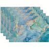 4pcs Natural Luxury Abstract Turquoise Blue And Golden Patterned Placemats, Suitable for Parties, Kitchen, Dining Room, Indoor And Outdoor Decoration,
