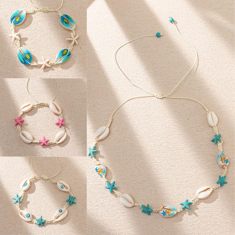 Oceanic Cartoon Seashell Necklace And Bracelet Adjustable And Unique Ins Design